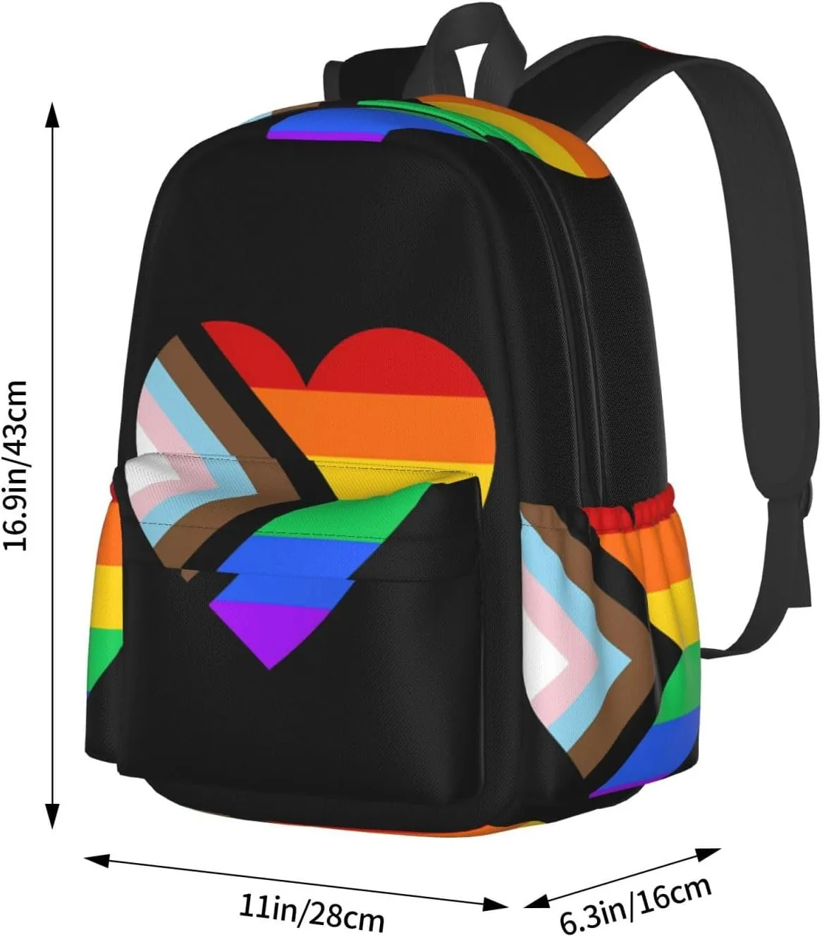 Lgbt Pride Rainbow Gay Allyship Heart Laptop Backpack Shoulder Bag Laptop Pack Travel Backpacks Commuter Back Pack Casual Daypack Bags With Side Pockets