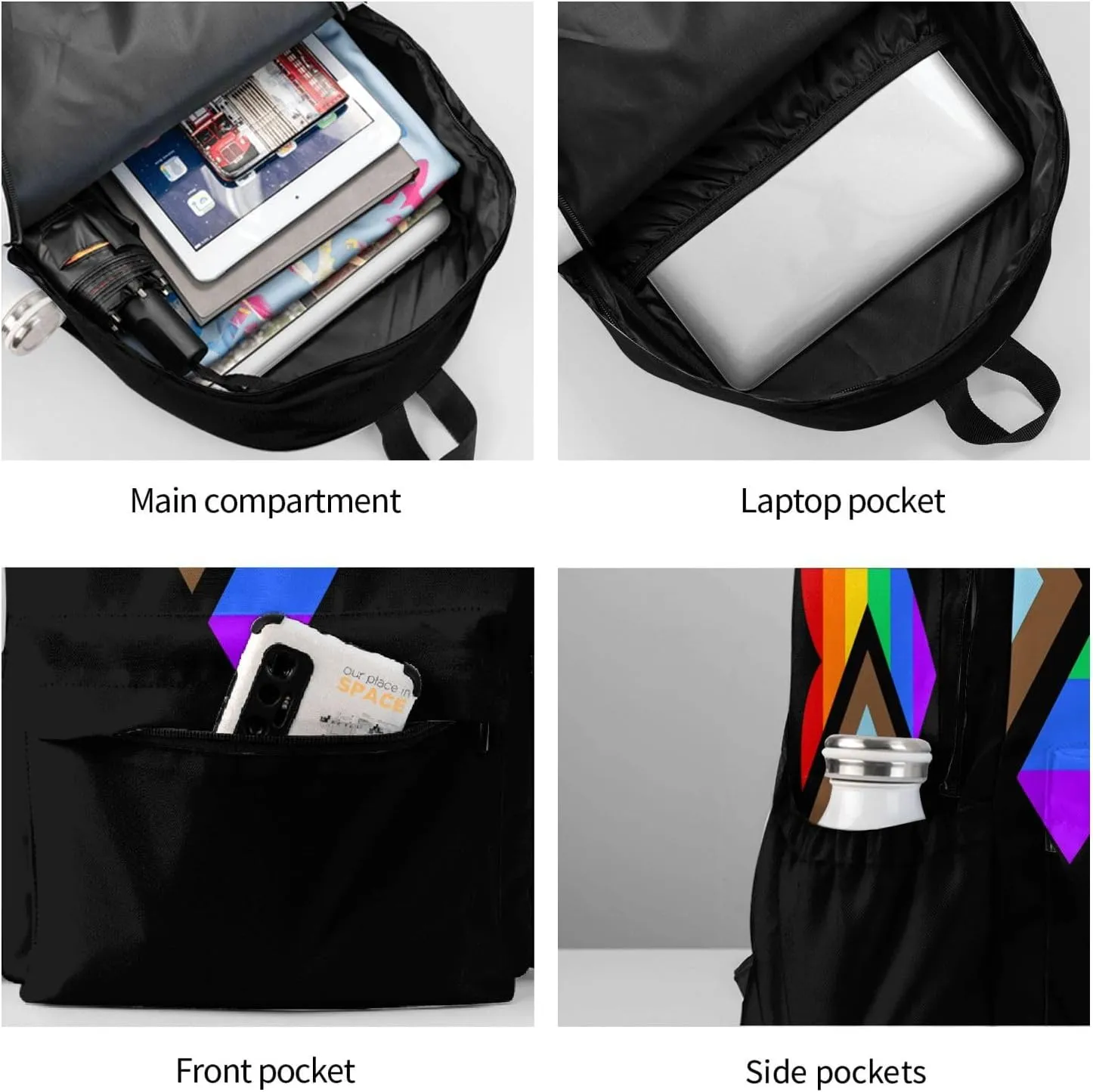 Lgbt Pride Rainbow Gay Allyship Heart Laptop Backpack Shoulder Bag Laptop Pack Travel Backpacks Commuter Back Pack Casual Daypack Bags With Side Pockets