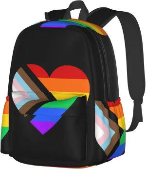 Lgbt Pride Rainbow Gay Allyship Heart Laptop Backpack Shoulder Bag Laptop Pack Travel Backpacks Commuter Back Pack Casual Daypack Bags With Side Pockets