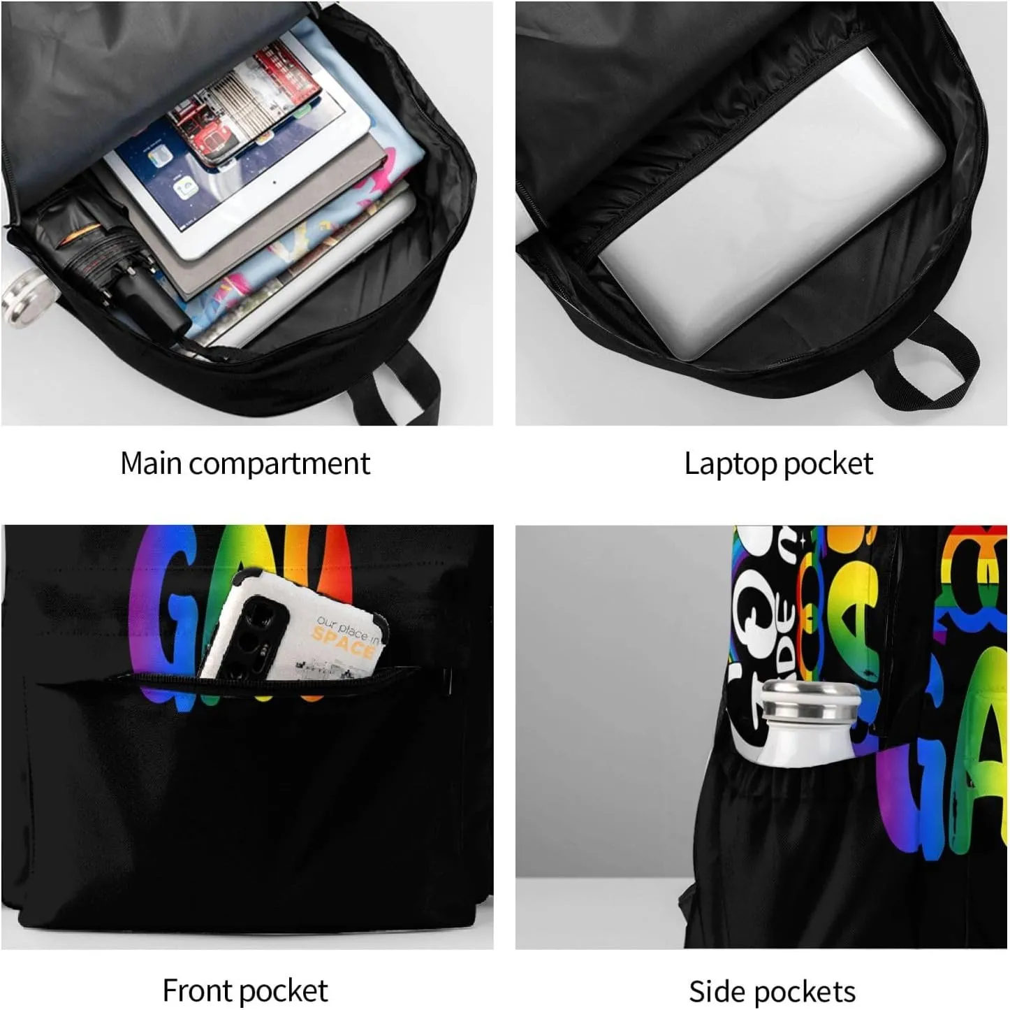 Lgbt Rainbow Gay Pride Flag God Made Me Gay Pride Day Laptop Backpack Shoulder Bag Laptop Pack Travel Backpacks Commuter Back Pack Casual Daypack Bags With Side Pockets