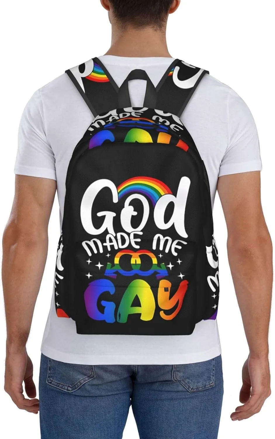 Lgbt Rainbow Gay Pride Flag God Made Me Gay Pride Day Laptop Backpack Shoulder Bag Laptop Pack Travel Backpacks Commuter Back Pack Casual Daypack Bags With Side Pockets