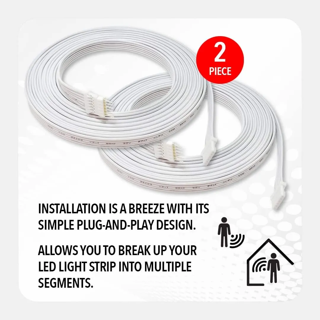 Light Solutions 9.8Ft Extension Cable Compatible with Philips Hue Lightstrip V4 Lighting & Solo lightstrip - LED Strip LED Lighting - Extension Cable Power - White (Pack of 2)
