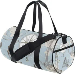 Lighthouse World Sailing Travel Duffle Bag Sports Luggage with Backpack Straps for Gym