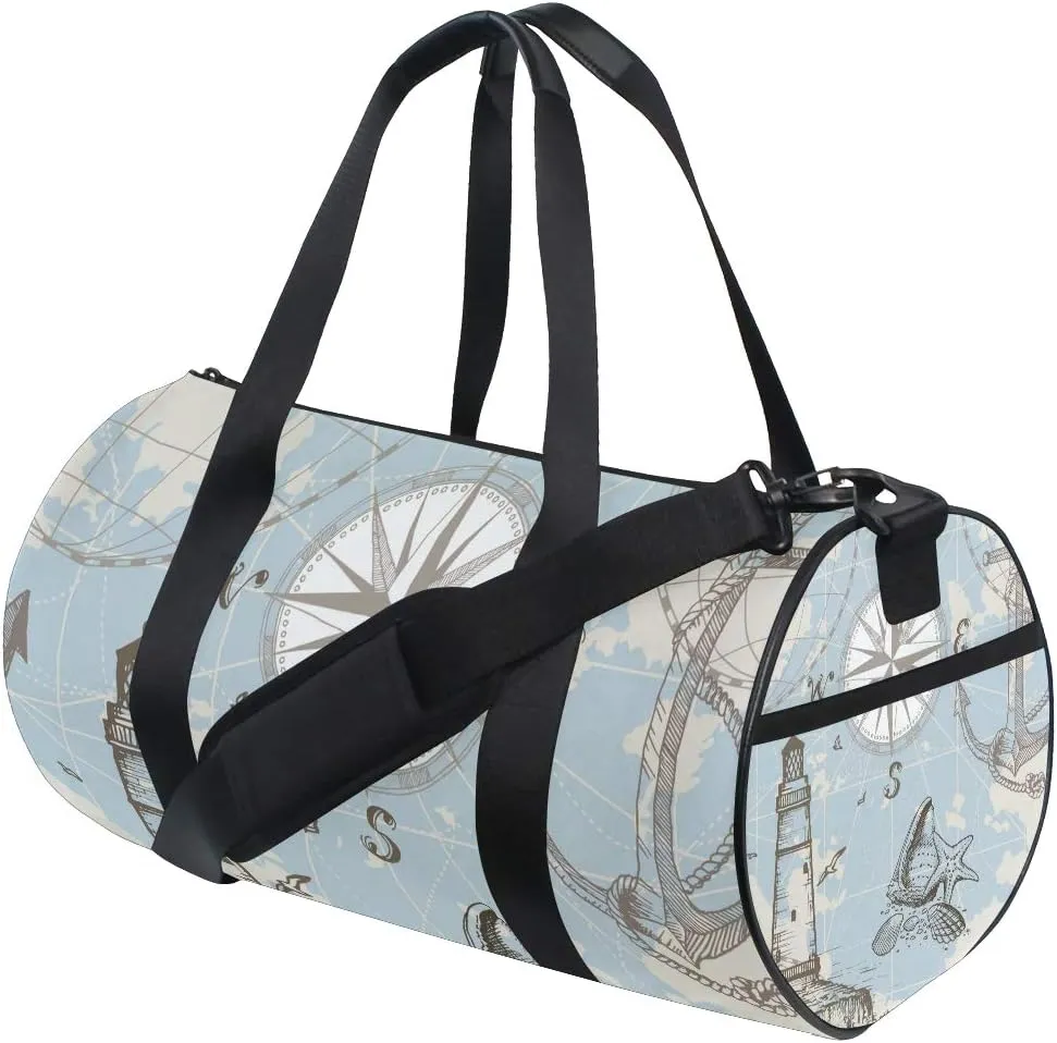 Lighthouse World Sailing Travel Duffle Bag Sports Luggage with Backpack Straps for Gym