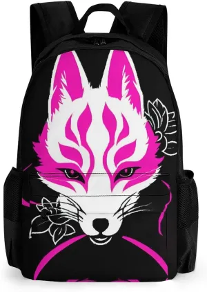 Lightweight Rucksack for Sports Travel Running - Big Capacity Multipurpose Anti-Theft Bookbag, Japanese Kitsune Mask Art Travel and Sport Backpack Rucksack
