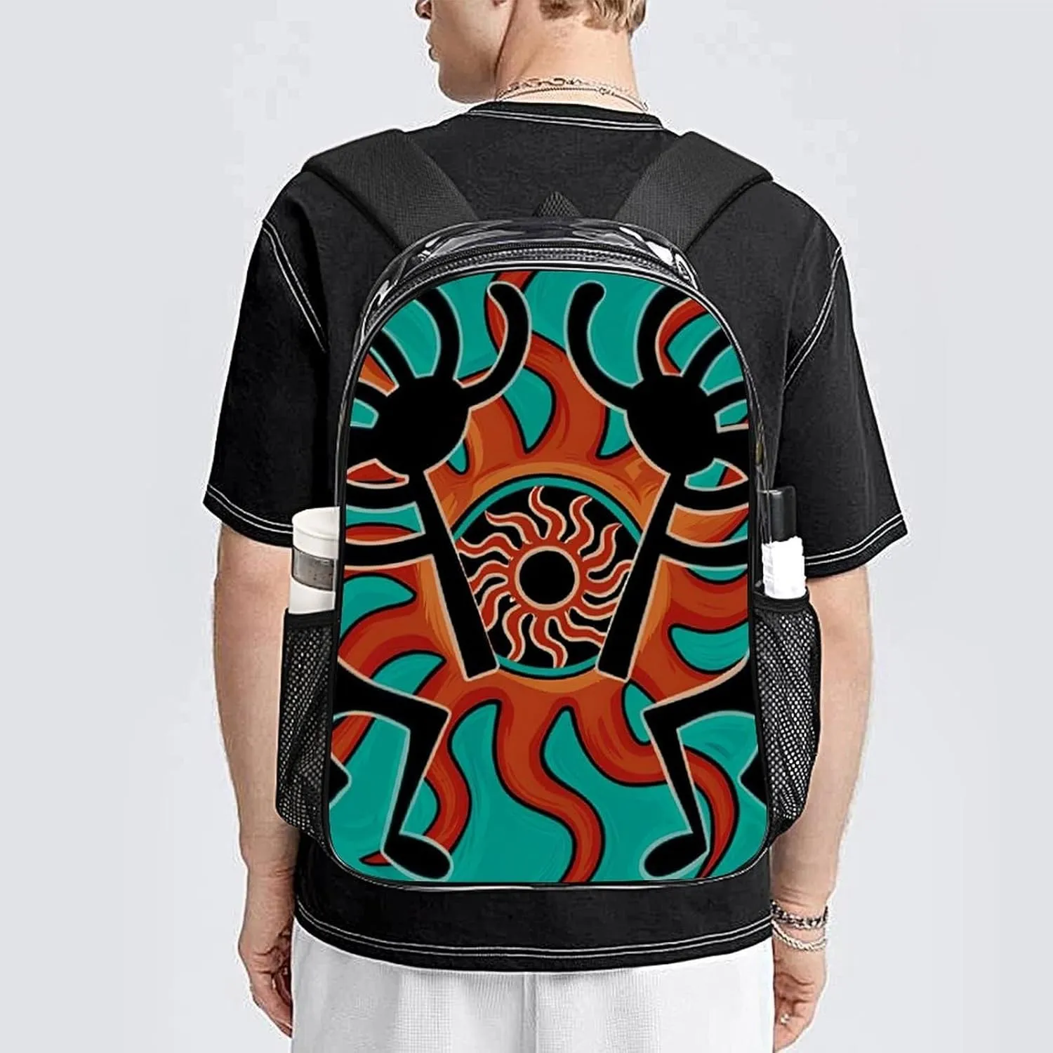 Lightweight Rucksack for Sports Travel Running - Big Capacity Multipurpose Transparent Bookbag, Native American Indian Flute Art Travel and Sport Backpack Rucksack