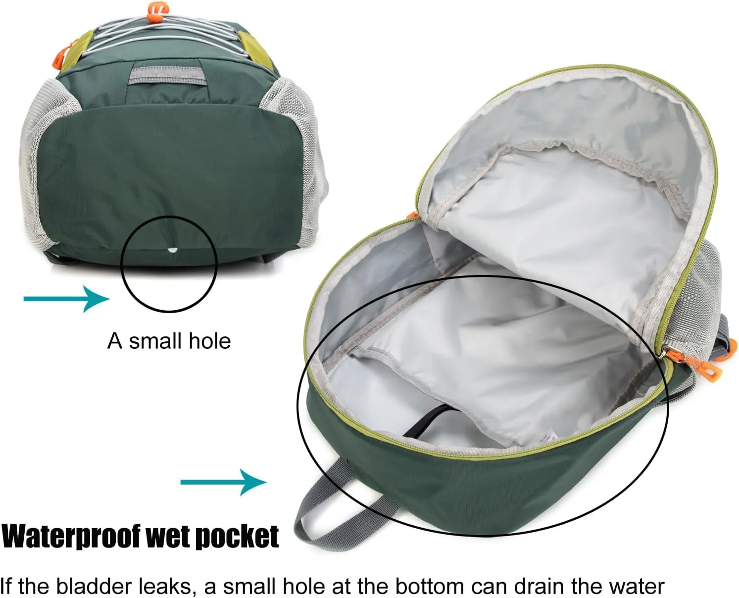 Little Kids Hiking Backpack for Boys or Girls, Small Daypack for Camping or Travel (Green, Small)