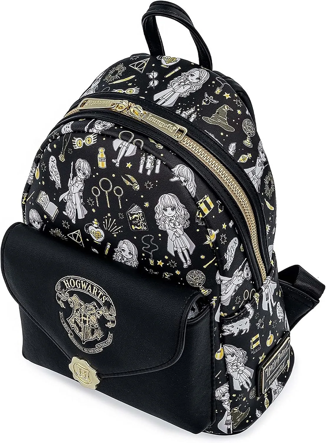 Loungefly Harry Potter Magical Elements All Over Print Womens Double Strap Shoulder Bag Purse