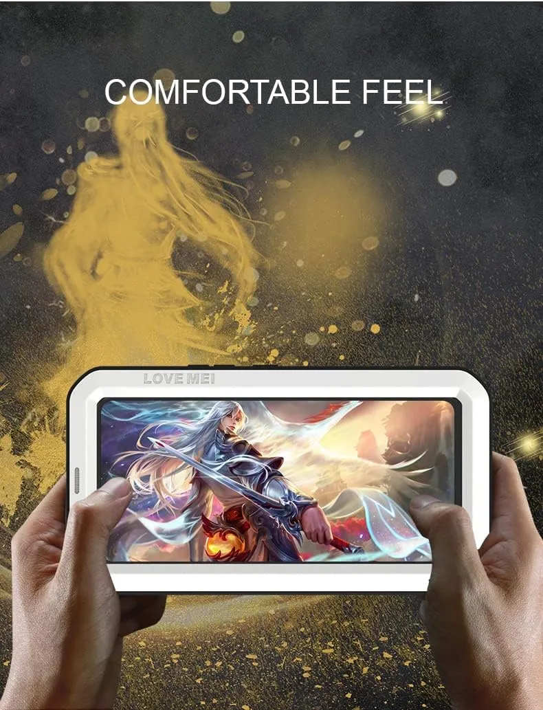 LOVE MEI Compatible with Samsung Galaxy A53 5G Case, Outdoor Sports Waterproof Military Heavy Duty Shockproof Dust/Dirt Proof Hybrid Aluminum Metal Silicone Tempered Glass Case Hard Cover (Yellow)