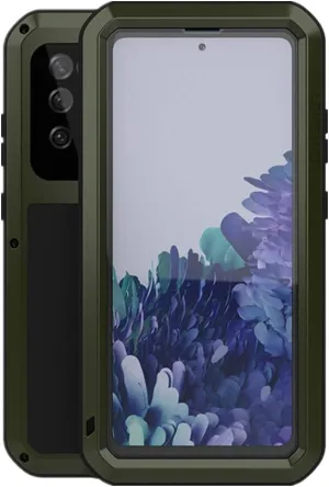 LOVE MEI for Samsung Galaxy S20 FE 5G Case,Outdoor Sports Military Heavy Duty Metal Cover Waterproof Shockproof Dustproof Full Body Protective Case with Built in Tempered Glass Screen Protector(Green)