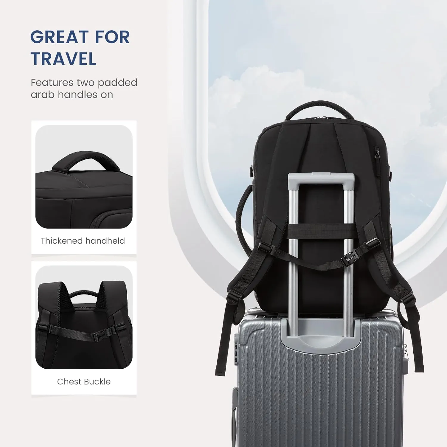 LOVEVOOK Travel Backpack for Women 17.3 Inch Carry On Backpack for Traveling on Airplane, Water Resistant Computer Backpack Luggage, Lightweight Business Rucksack as Personal Item Travel Bag