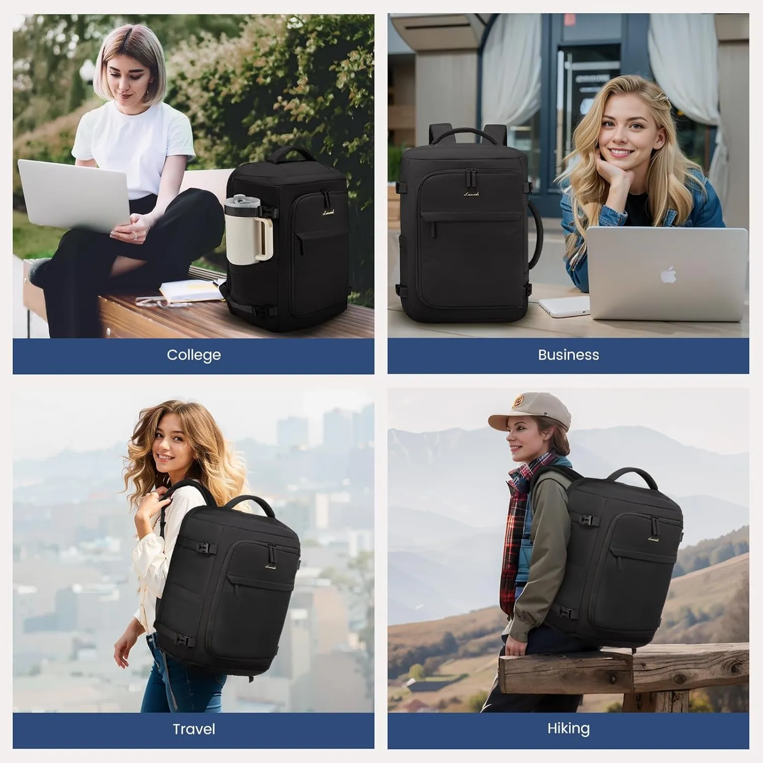 LOVEVOOK Travel Backpack for Women 17.3 Inch Carry On Backpack for Traveling on Airplane, Water Resistant Computer Backpack Luggage, Lightweight Business Rucksack as Personal Item Travel Bag