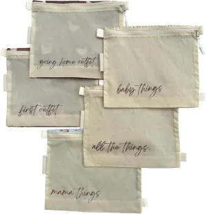 Lucky Love Labor and Delivery Bag, Diaper Bag Organizing Pouches and Hospital Essentials for Mom (Cream)
