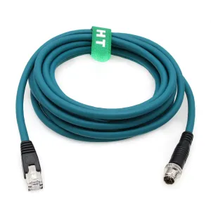 M12 Ethernet 8 Pin X-Code RJ45 CAT-7e GigE Cable for Basler Cognex Vision Camera Sensor Barcode Reader PLC Router Switch Network 1M
