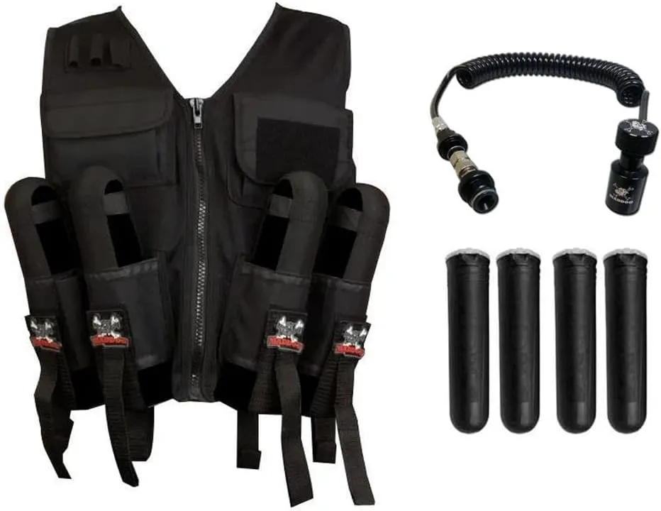 Maddog Lightweight Tactical Paintball Vest - Holds 4 Pods & 90ci Tank