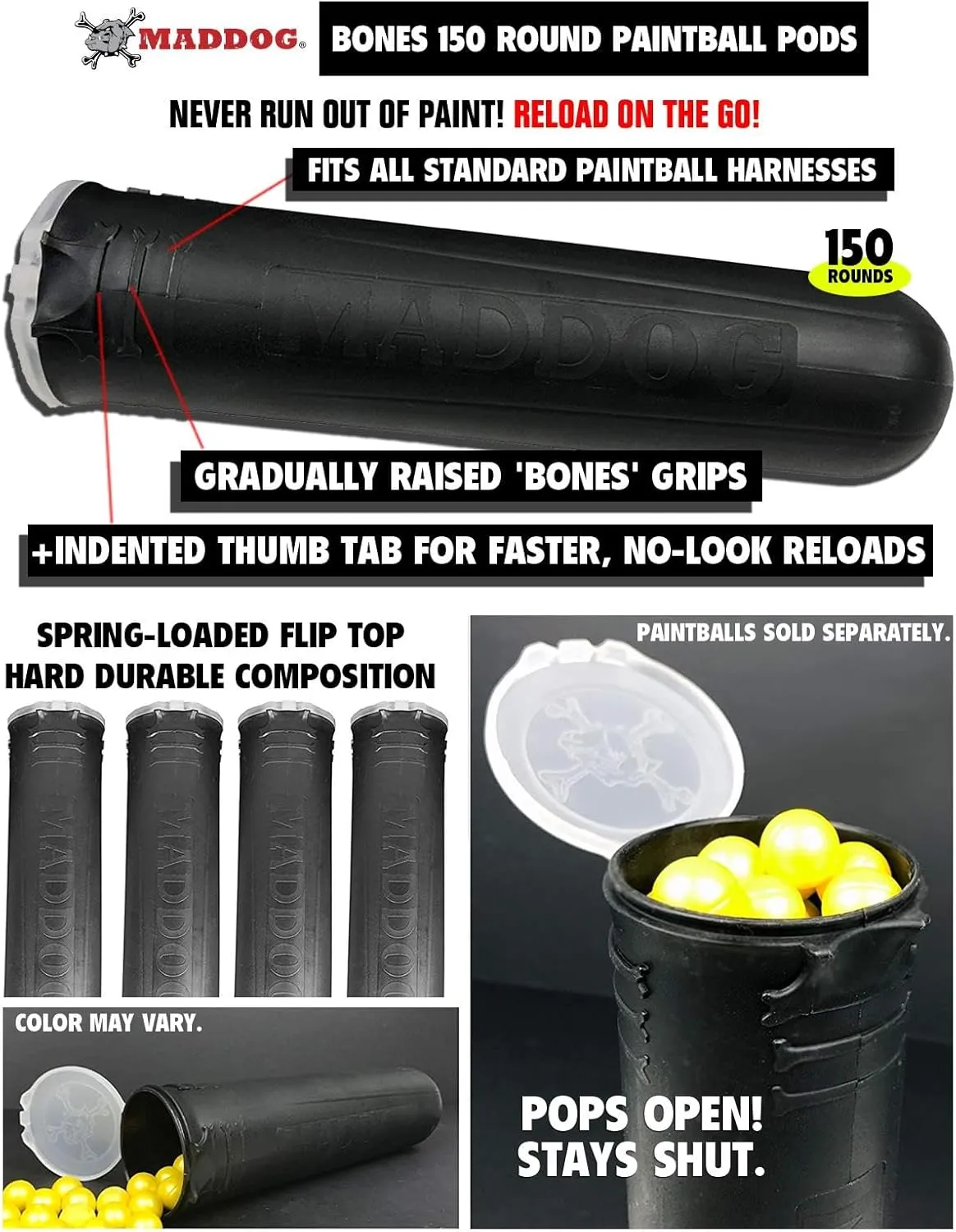 Maddog Lightweight Tactical Paintball Vest - Holds 4 Pods & 90ci Tank