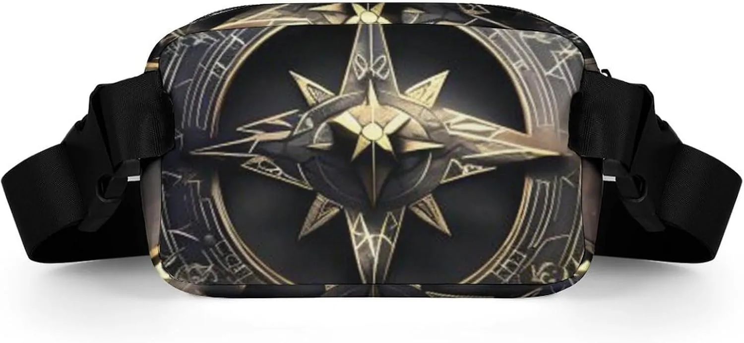 Magical Design Norse Runes Compass Print Fanny Packs for Women Men Fashion Portable Waist Pack Adjustable Belt Bum Bag Hip Bags for Travel, 20x13cm, style-2