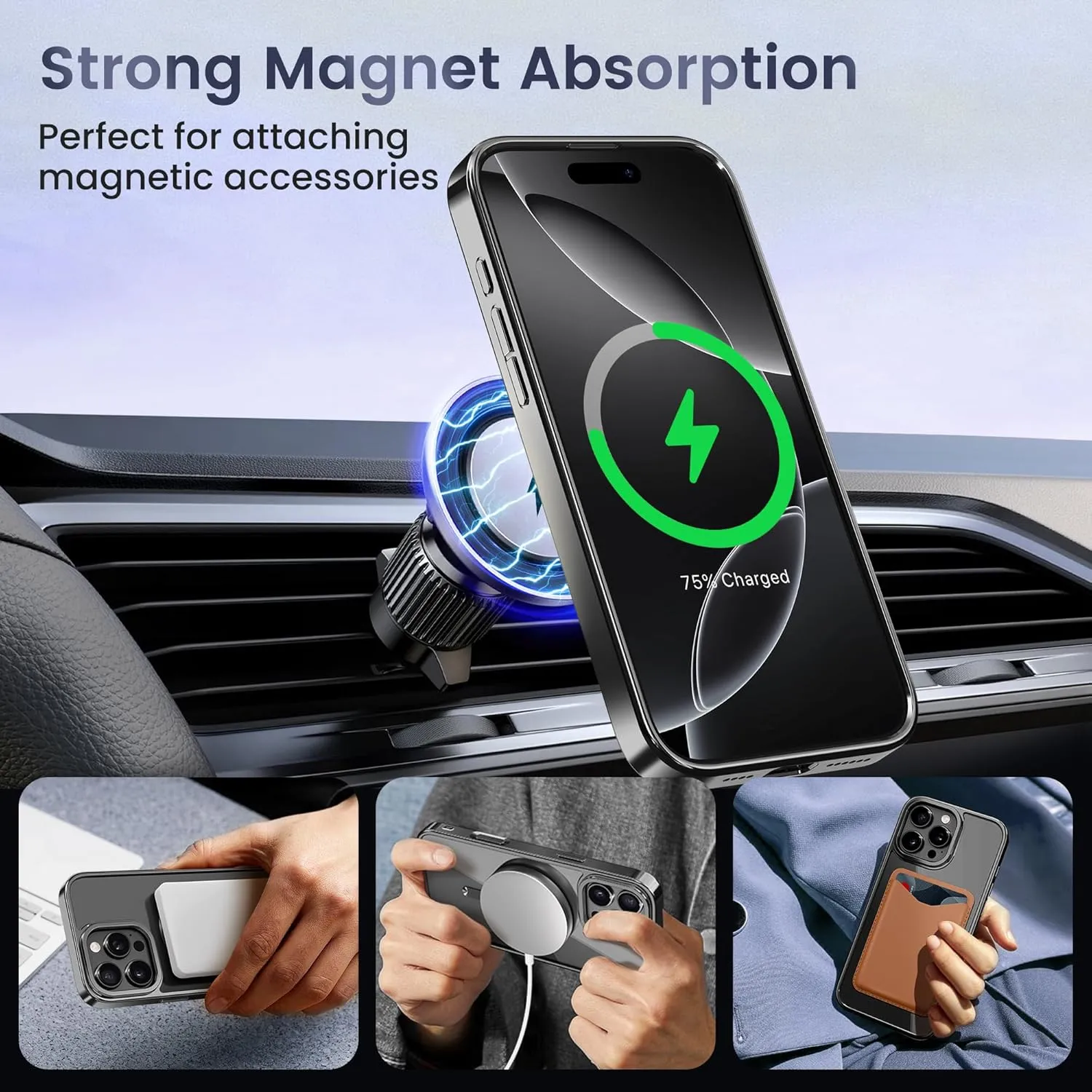 Magnetic for iPhone 16 Pro Case with Stand, [Compatible with MagSafe], [Camera Control Capture Button], [16FT Military-Grade Protection], Shockproof Slim Phone Case 6.3 Inch, Black