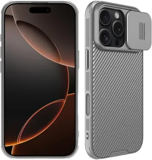 Mangix for iPhone 16 Pro Max Case with Camera Cover,Slim Fit Thin Polycarbonate Protective Shockproof Cover with Slide Camera Cover, Upgraded Case for Phone 16 Pro Max 6.9inch 2024 (Gray)