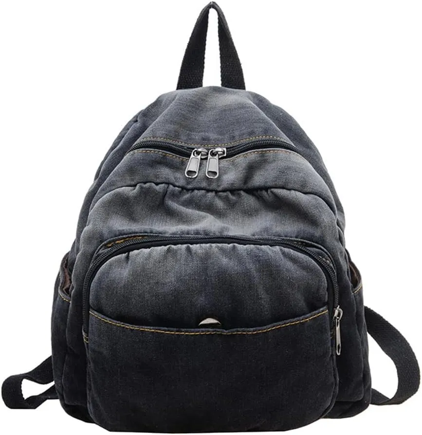 MaxxCloud Vintage Denim Laptop Backpack Casual Canvas Daypack Handbag Purse Lightweight Rucksack Shoulder Bag