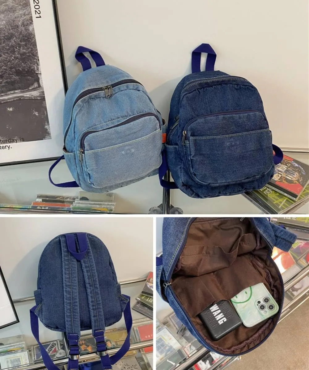 MaxxCloud Vintage Denim Laptop Backpack Casual Canvas Daypack Handbag Purse Lightweight Rucksack Shoulder Bag