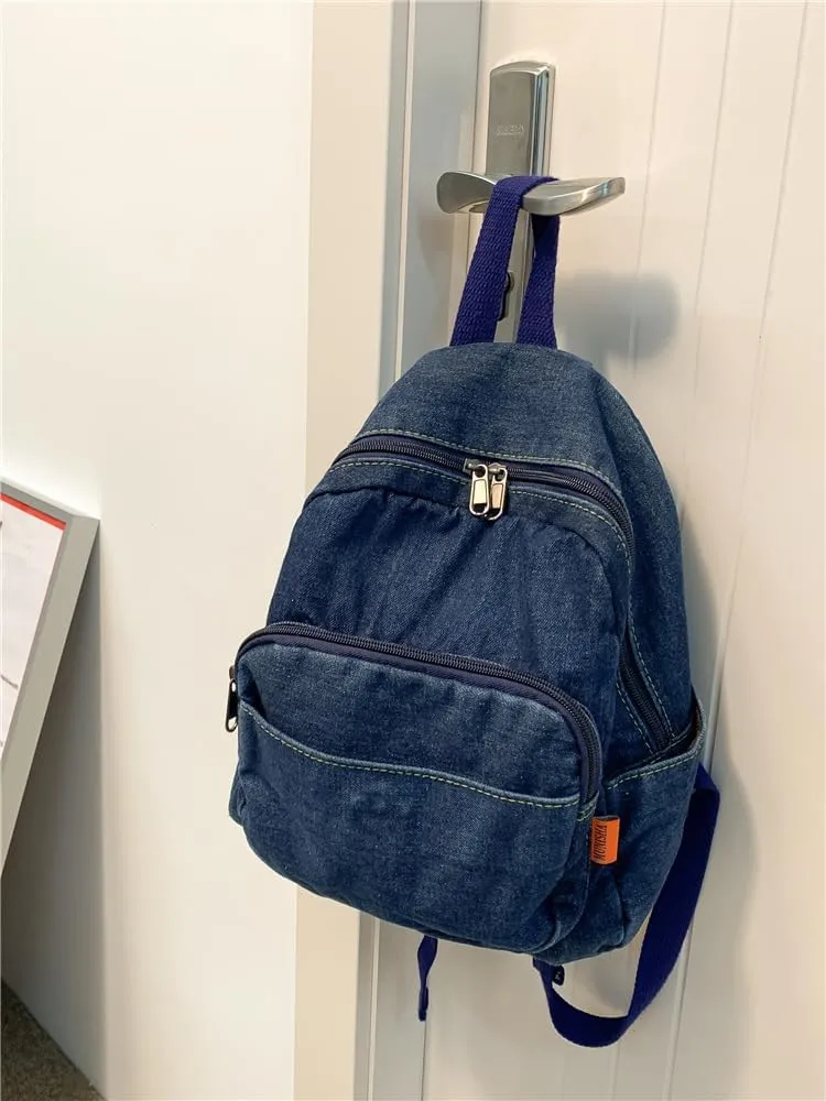 MaxxCloud Vintage Denim Laptop Backpack Casual Canvas Daypack Handbag Purse Lightweight Rucksack Shoulder Bag