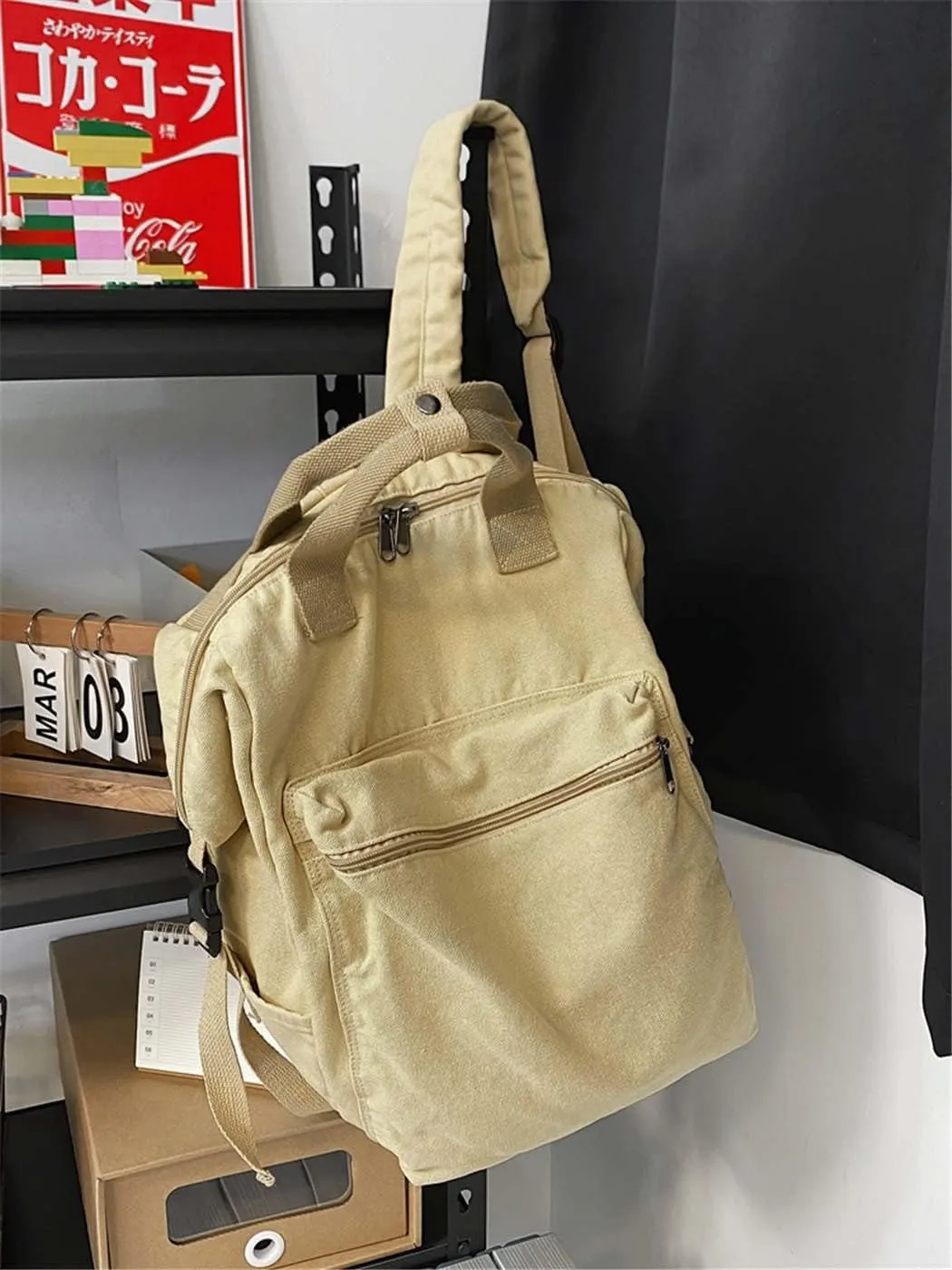 MaxxCloud Vintage Denim Laptop Backpack Casual Canvas Daypack Handbag Purse Lightweight Rucksack Shoulder Bag