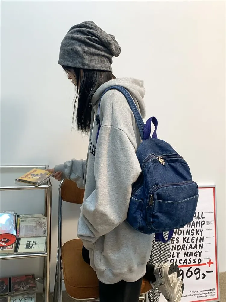 MaxxCloud Vintage Denim Laptop Backpack Casual Canvas Daypack Handbag Purse Lightweight Rucksack Shoulder Bag