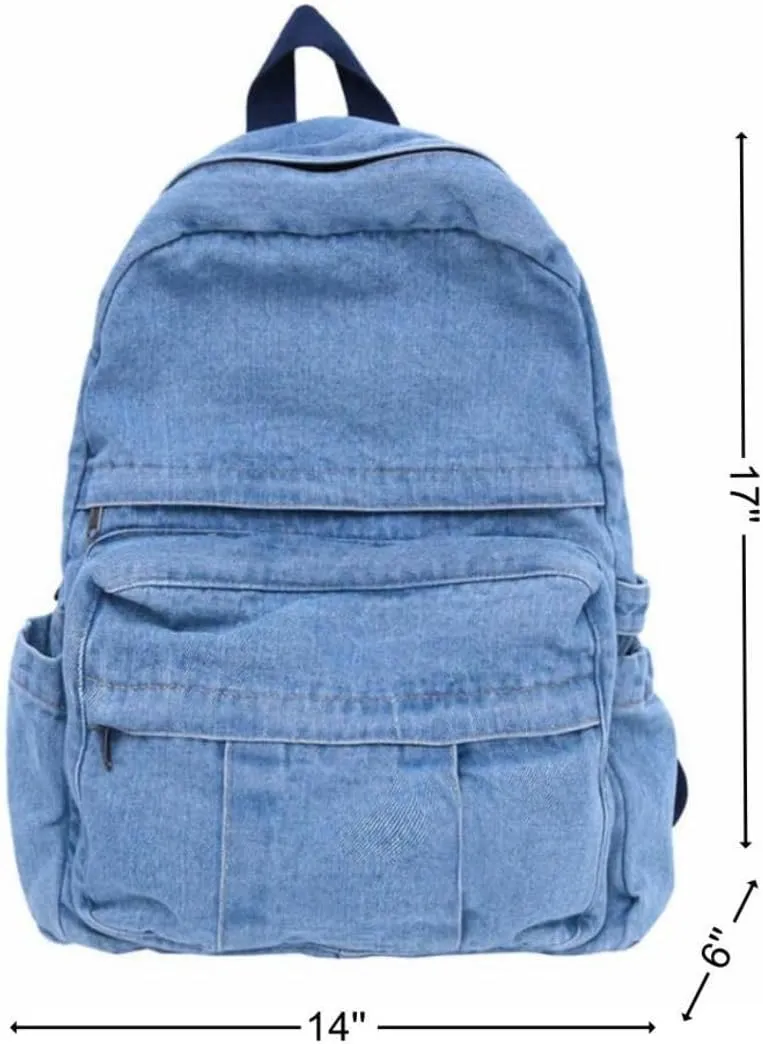 MaxxCloud Vintage Denim Laptop Backpack Casual Canvas Daypack Handbag Purse Lightweight Rucksack Shoulder Bag