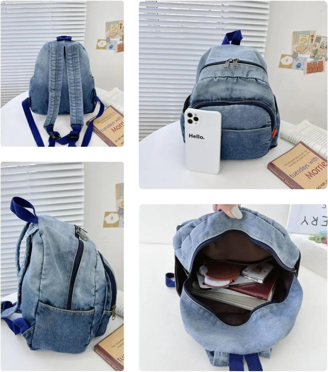 MaxxCloud Vintage Denim Laptop Backpack Casual Canvas Daypack Handbag Purse Lightweight Rucksack Shoulder Bag