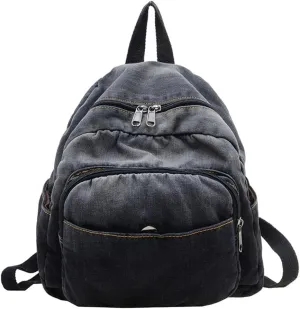 MaxxCloud Vintage Denim Laptop Backpack Casual Canvas Daypack Handbag Purse Lightweight Rucksack Shoulder Bag