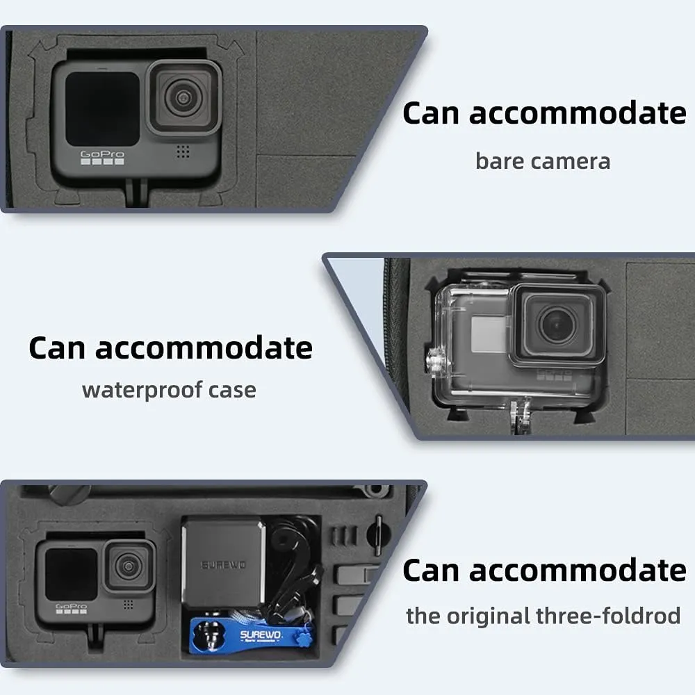 Medium Portable Surface-Waterproof Carrying Case Accessories Protective Travel Bag Compatible with GoPro Hero 13 Accessories, Hero 12/ 11/10/9/8 Black, DJI Action Camera, AKASO Action Camera and More