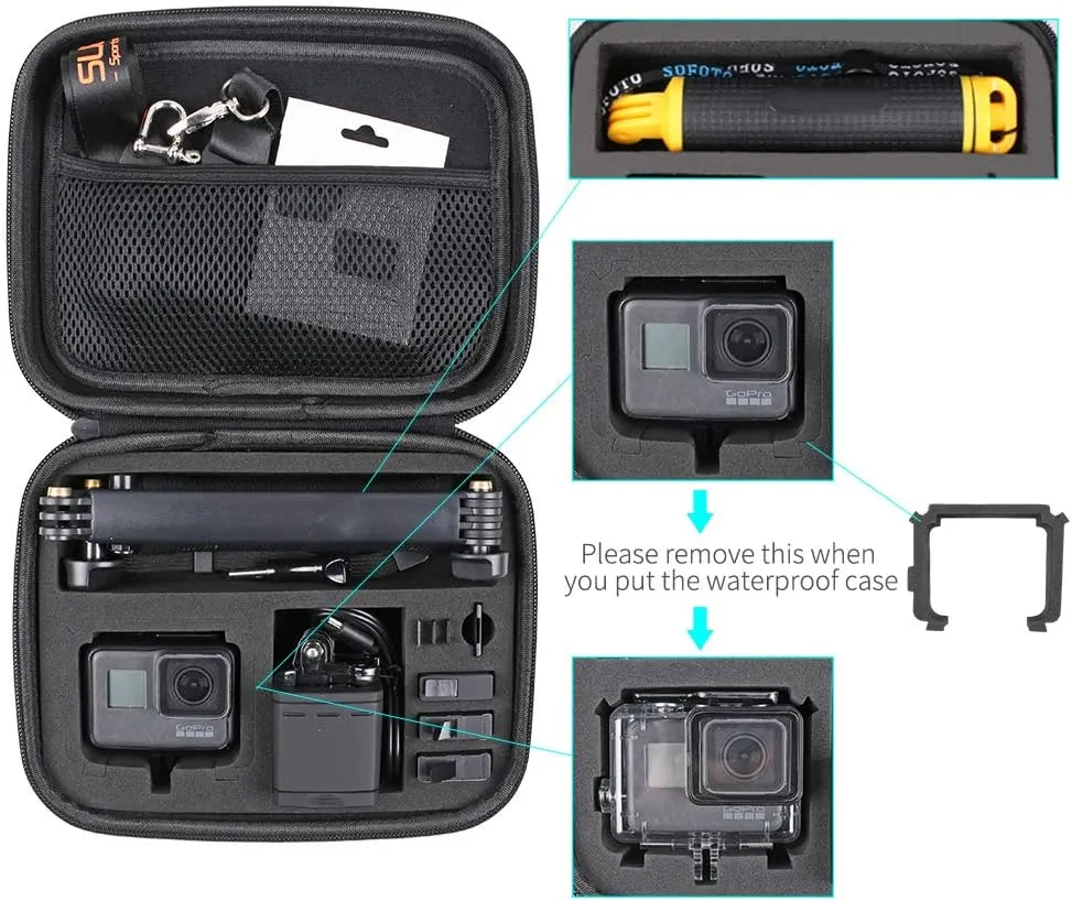 Medium Portable Surface-Waterproof Carrying Case Accessories Protective Travel Bag Compatible with GoPro Hero 13 Accessories, Hero 12/ 11/10/9/8 Black, DJI Action Camera, AKASO Action Camera and More