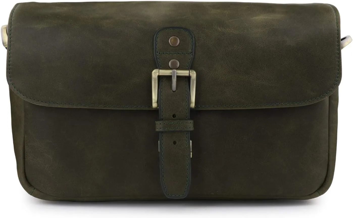 MegaGear Torres Genuine Leather Camera Messenger Bag for Mirrorless, Instant and DSLR Cameras