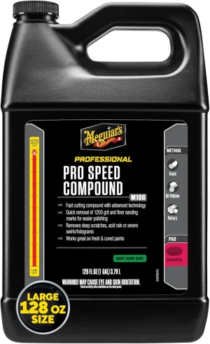 Meguiar's M10001 Mirror Glaze Pro Speed Compound, A Glaze Designed for The Exterior of Your Car, Removes Deep Scratches, Holograms, and Severe Swirls Using Advanced Technology, 1 Gallon Container