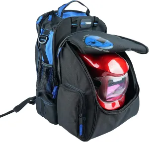 MELOTOUGH Welding backpack for Tools and Helmet Extreme Gear Pack with Large Capacity Helmet Bag Holder Luggage Storage Bag (Blue)