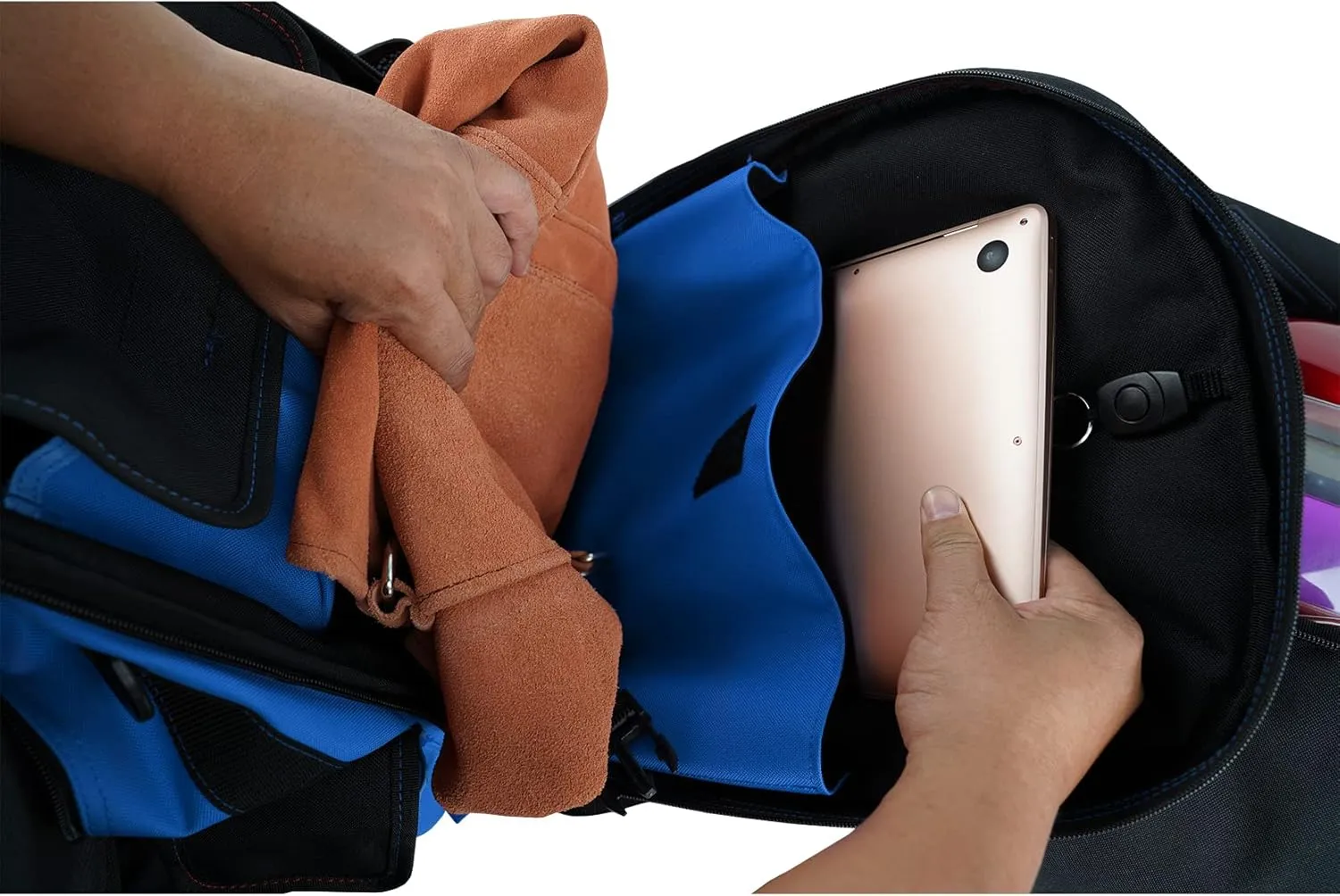 MELOTOUGH Welding backpack for Tools and Helmet Extreme Gear Pack with Large Capacity Helmet Bag Holder Luggage Storage Bag (Blue)