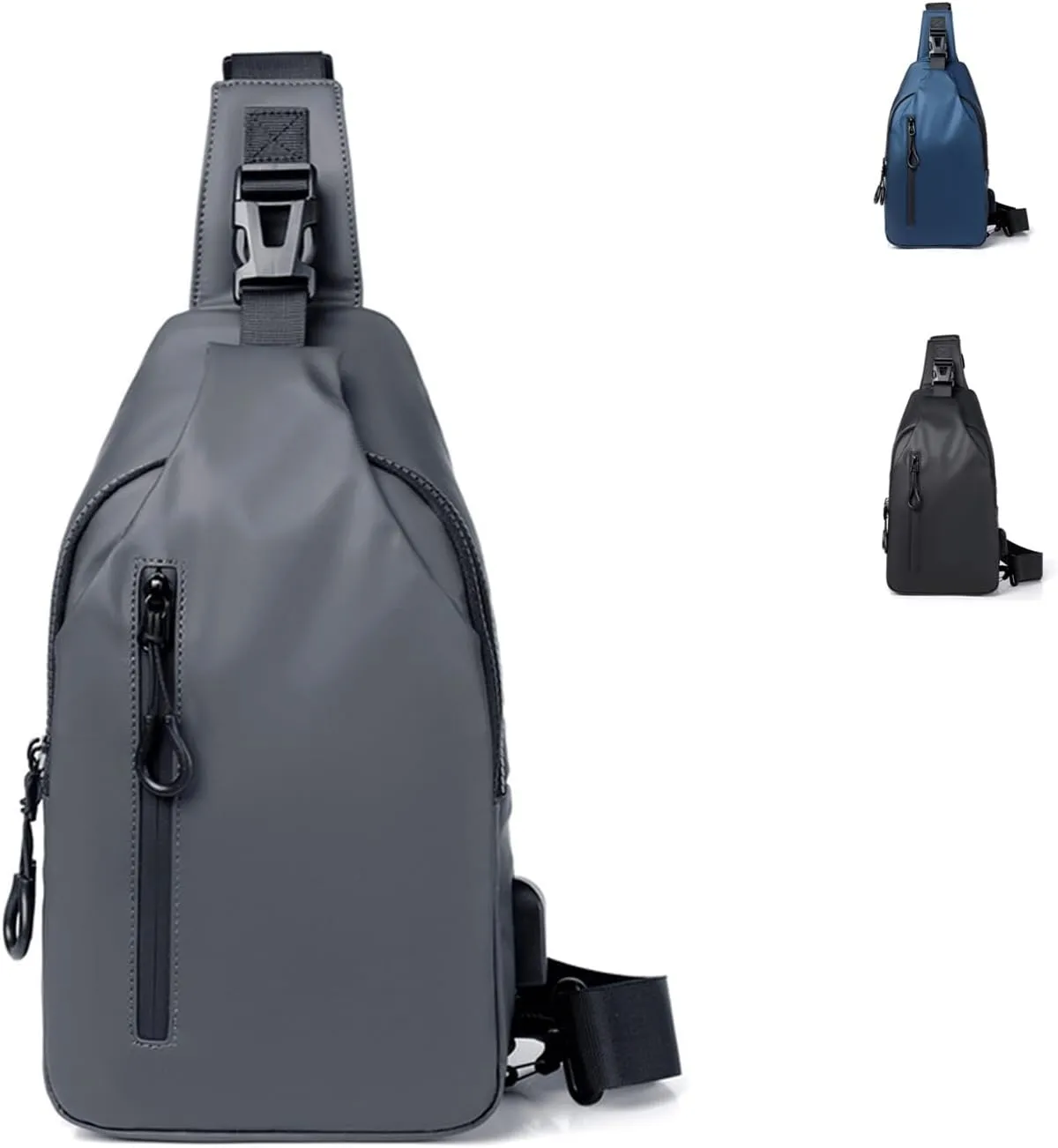 Men Crossbody Sling Backpack Multipurpose Daypack Lightweight Waterproof Casual Shoulder Chest Bag Backpack For Hiking Travel (Grey)