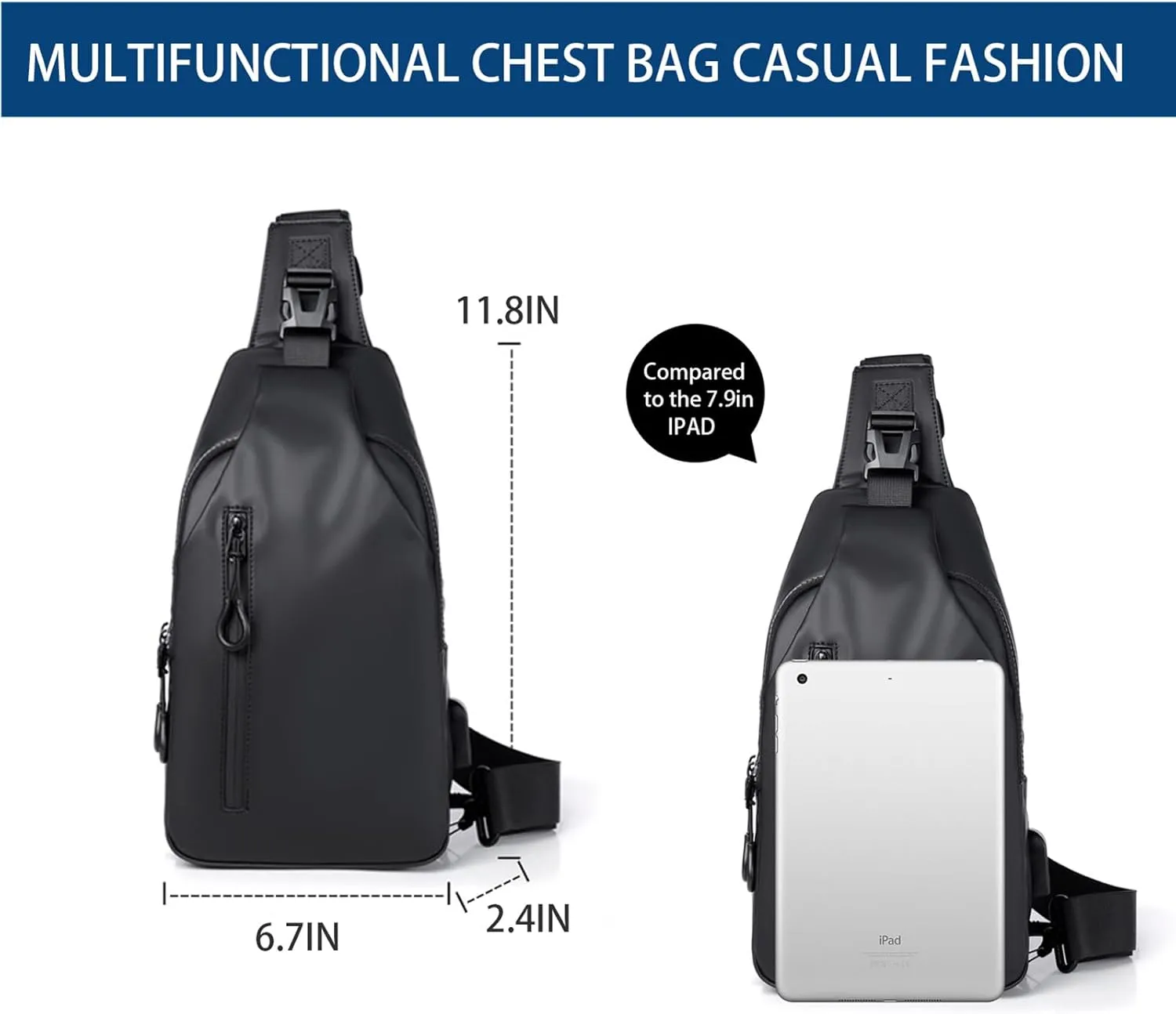 Men Crossbody Sling Backpack Multipurpose Daypack Lightweight Waterproof Casual Shoulder Chest Bag Backpack For Hiking Travel (Grey)
