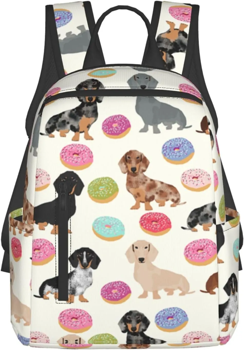 Men women lightweight business travel anti theft laptops backpack fashion large capacity casual daypacks with side pockets (for Doxie Dachshunds Donuts Cute)