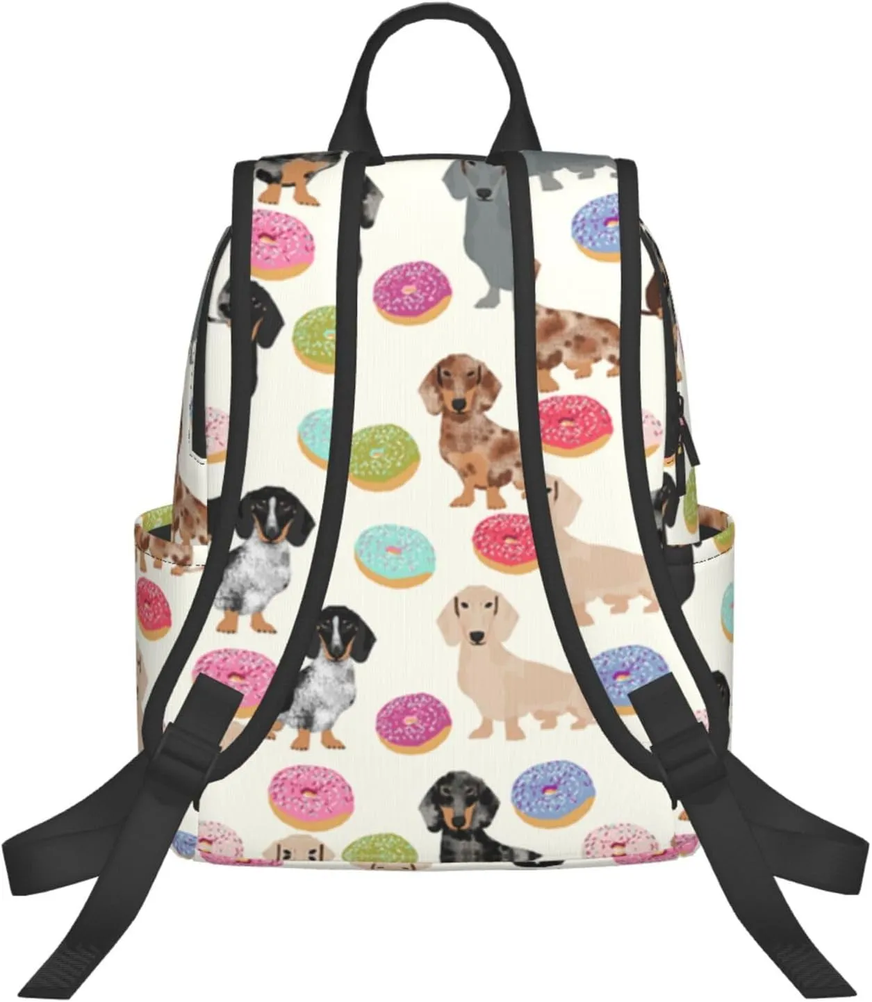 Men women lightweight business travel anti theft laptops backpack fashion large capacity casual daypacks with side pockets (for Doxie Dachshunds Donuts Cute)