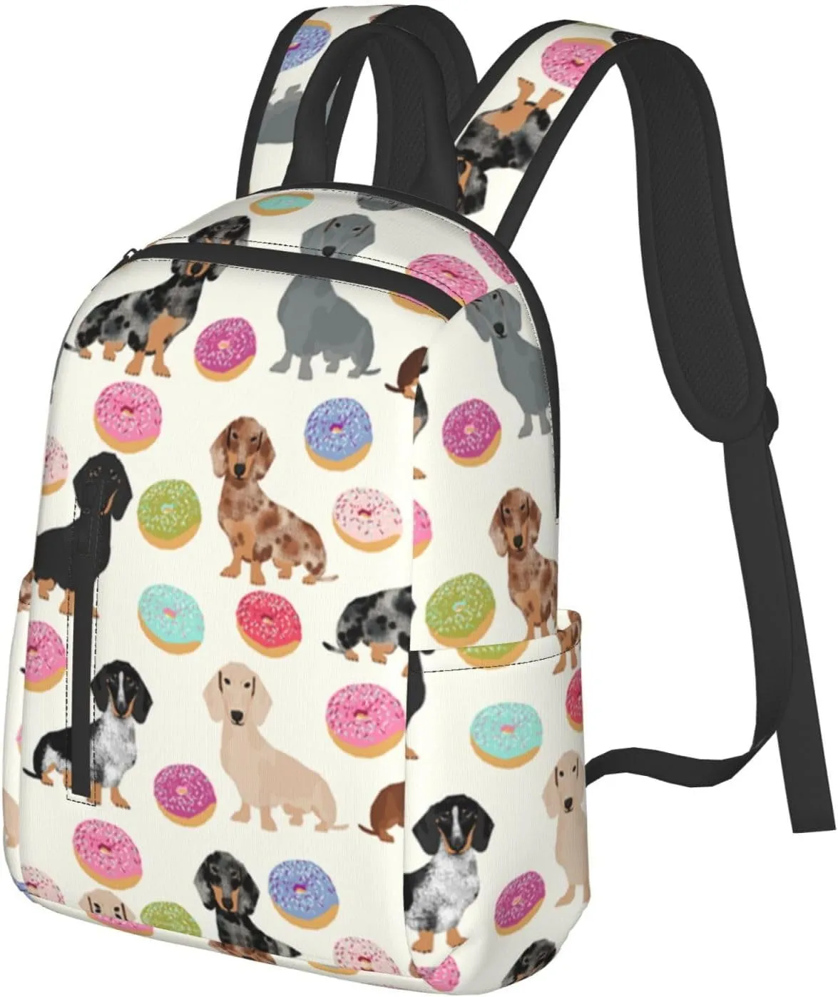 Men women lightweight business travel anti theft laptops backpack fashion large capacity casual daypacks with side pockets (for Doxie Dachshunds Donuts Cute)