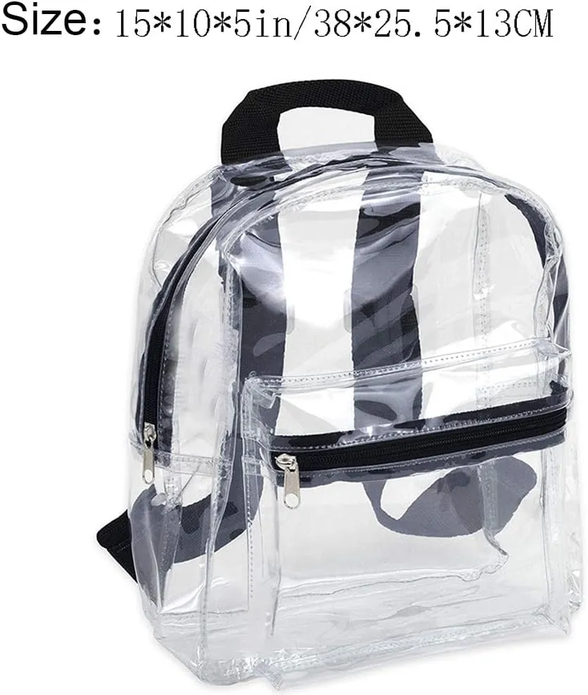 Men&Women Clear Backpacks Transparent Knapsack Waterproof PVC Rucksack Backpack Clear Purse, Pink, One Size