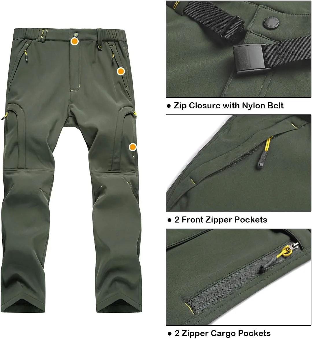 Men's Warm Ski Hiking Pants Softshell Fleece Lined Winter Outdoor Windproof Waterproof Trousers