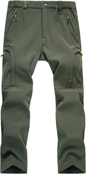 Men's Warm Ski Hiking Pants Softshell Fleece Lined Winter Outdoor Windproof Waterproof Trousers