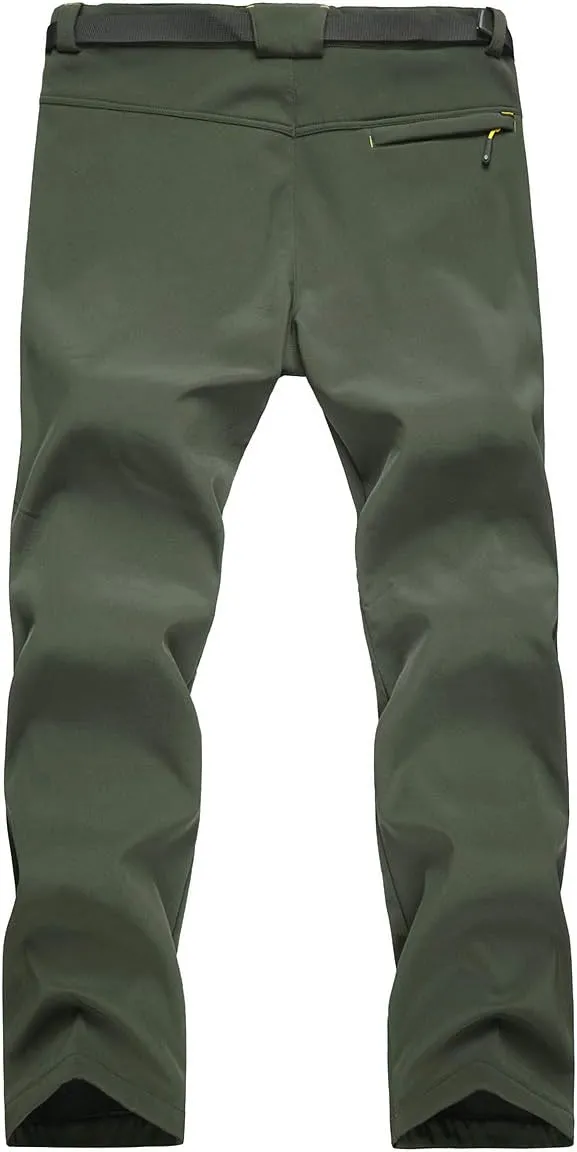 Men's Warm Ski Hiking Pants Softshell Fleece Lined Winter Outdoor Windproof Waterproof Trousers