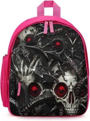 Metal Skull Death Thorns Simple Backpack Lightweight Cute Printing Shoulder Bag Family Travel Pink-style