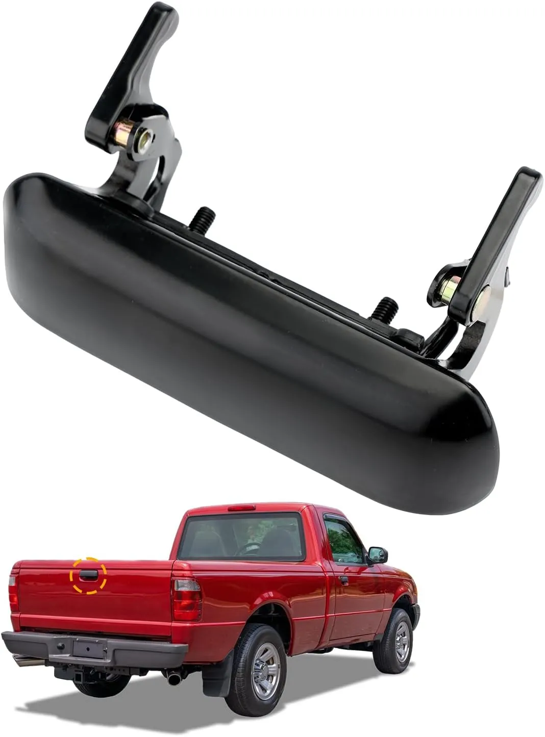 Metal Tailgate Door Handle, Compatible with 1998-2011 Ford Ranger, 01-10 Mazda B2300 B3000 B4000, Textured Exterior Rear Tail Gate Latch, Replace# 1L5Z9943400AAA, FO1915109, Liftgate Latch Handle