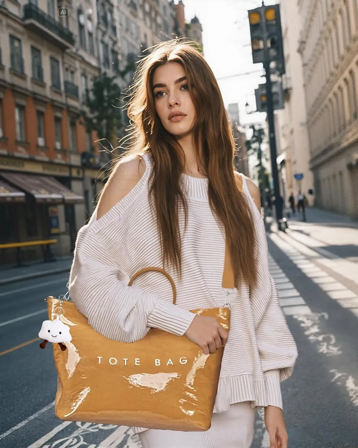 Micmores PVC Tote Bag for Women Letters Print Large Kraft Paper Handbag Top Handle Clear Hobo Crossbody Bag for Work Travel