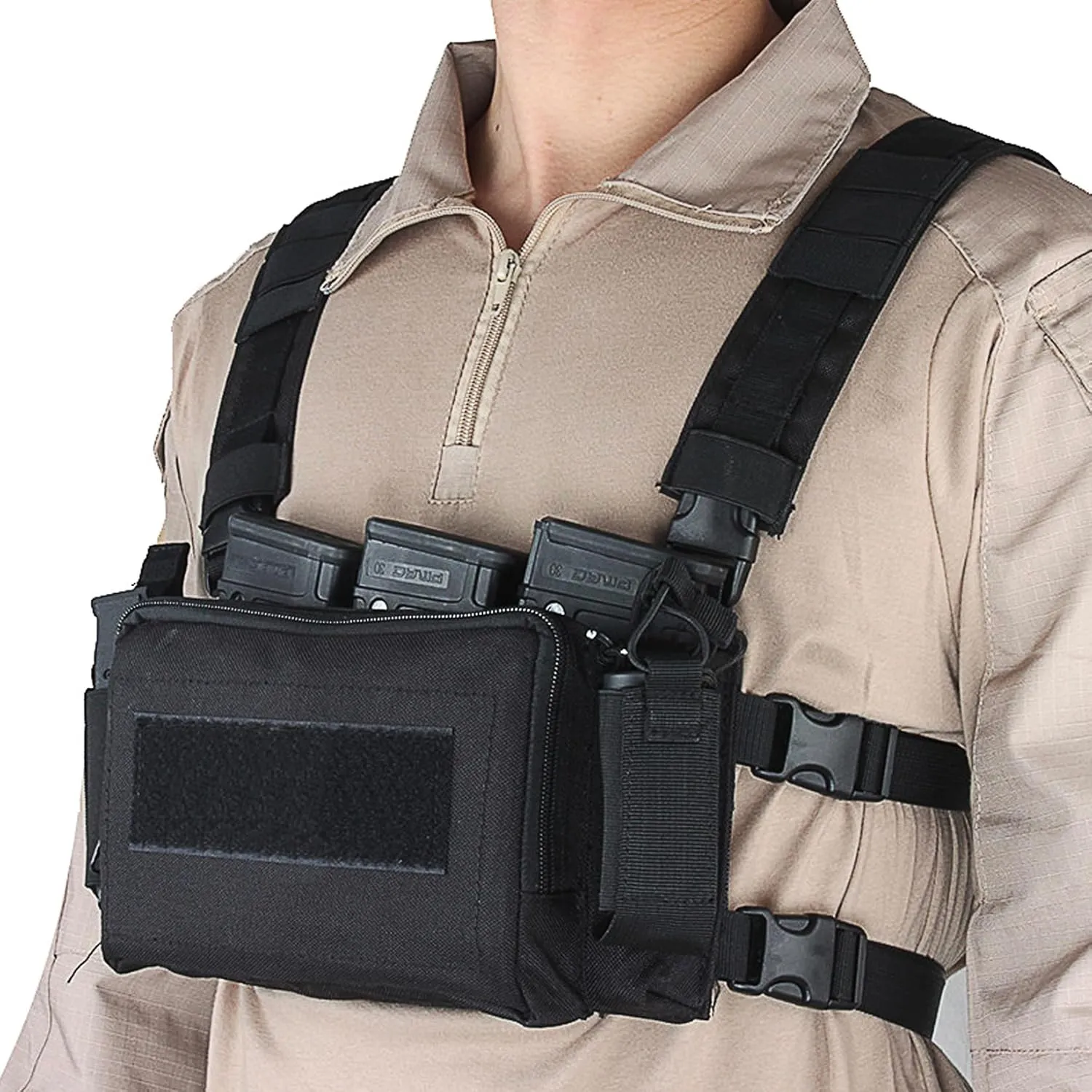 Micro Chest Rig with Triple AK/AR Mag Pouch Tactical H-Harness Bag Airsoft Kit